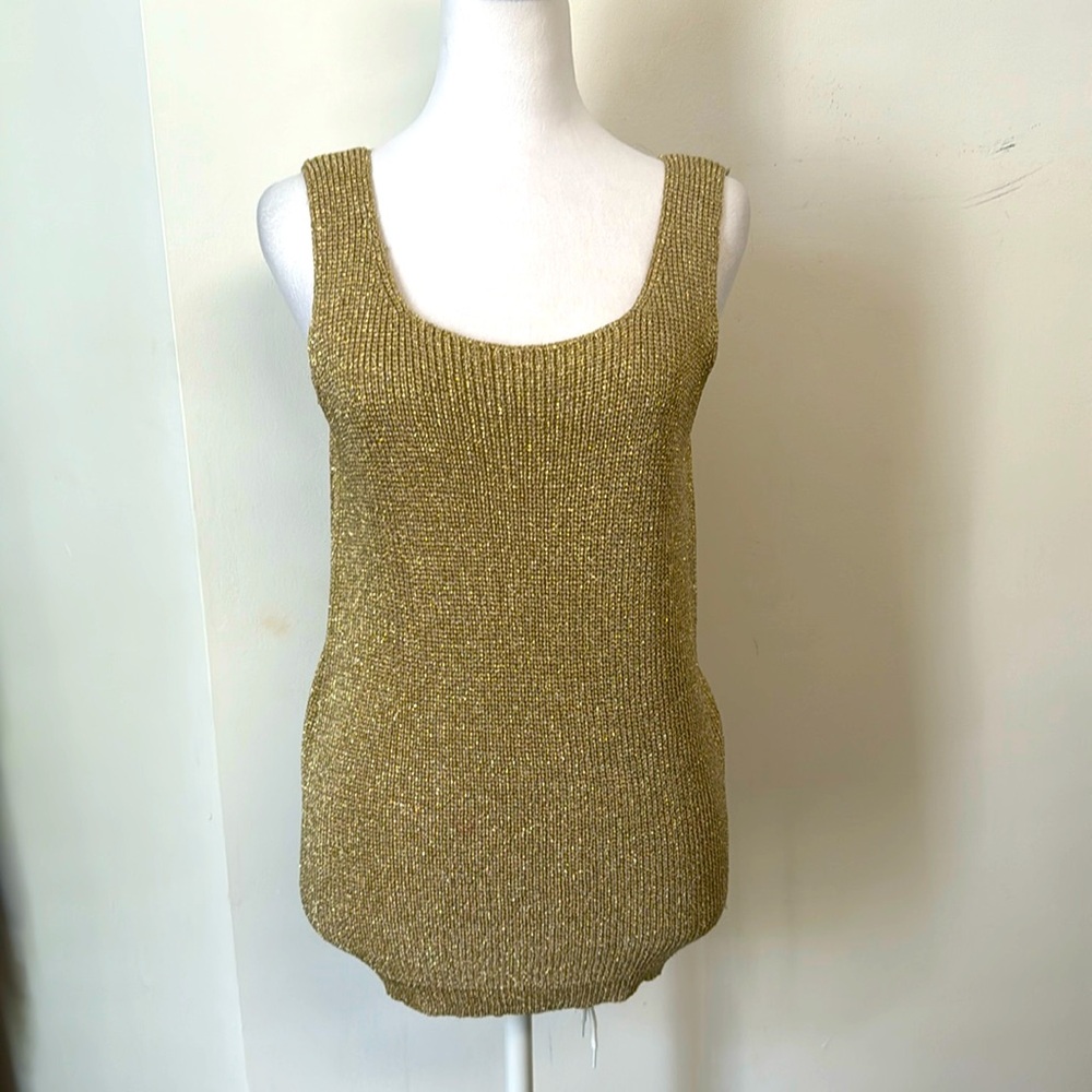 Suzelle shiny gold knitted tank top, Sz L